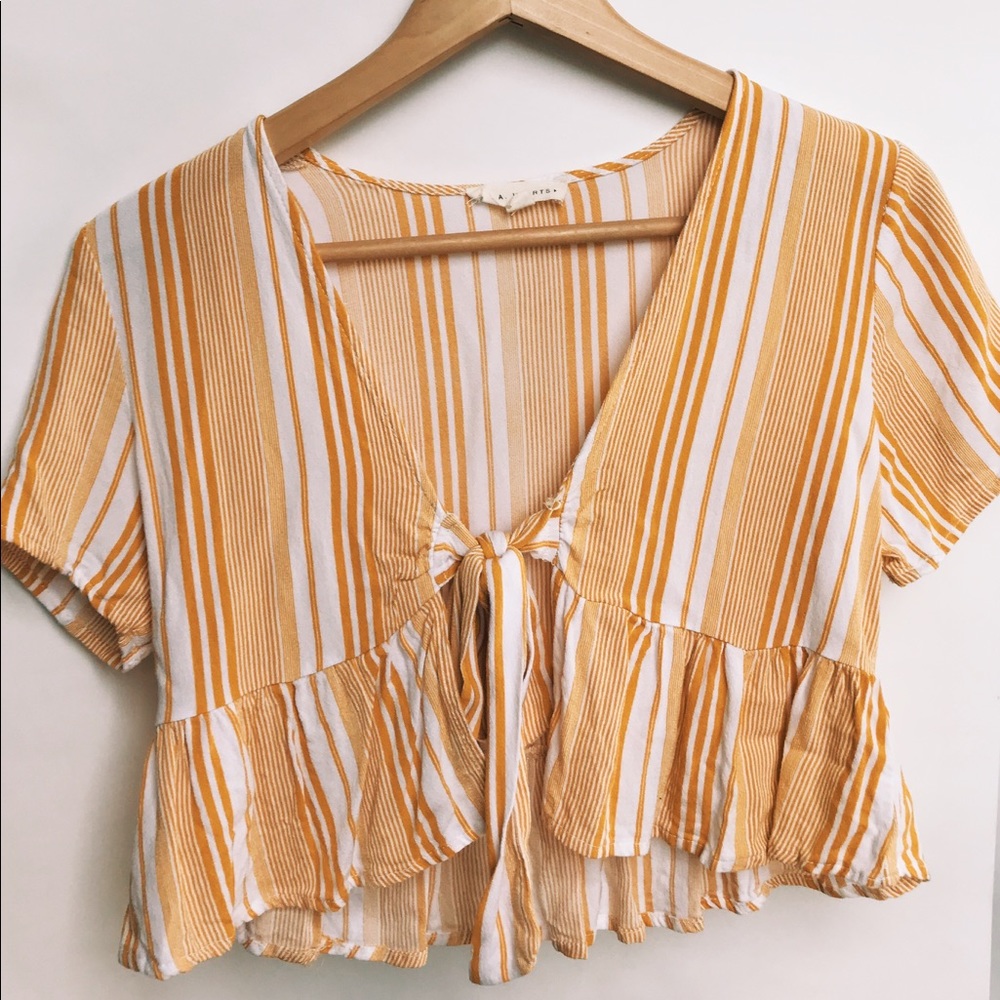 LA Hearts Yellow Tie Front Top